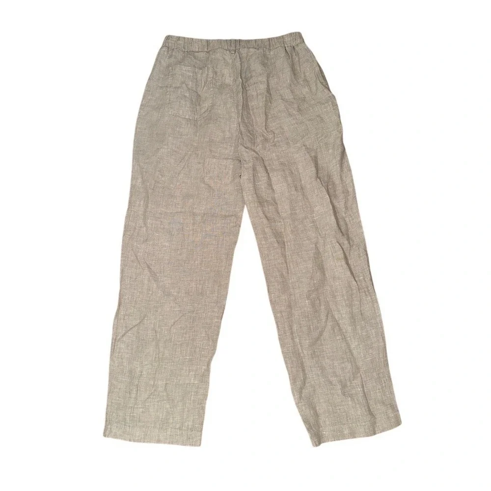 Quince 100% European Linen Pants Womens M Beige Pull-On Elastic Waist Straight